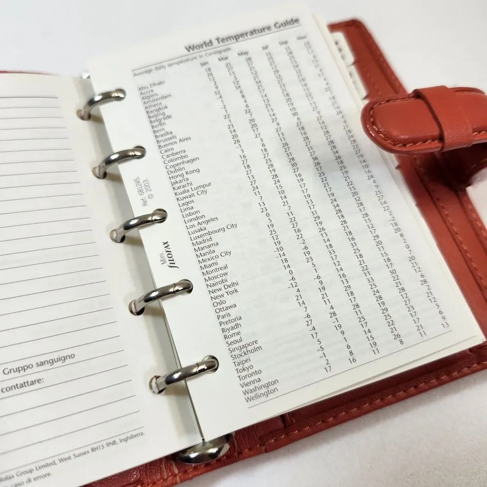Filofax Mini Bloomsbury Organizer Deluxe Leather Orange Address Book Planner